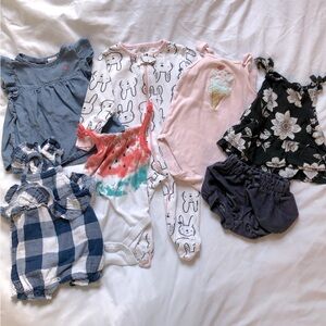 Carters, Gerber, Mud Pie, Jumping Bean 0-3 & 3 M Baby Girl Blouses & Onesies